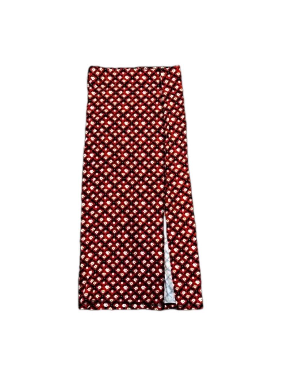 Ann Taylor LOFT Black Red Floral Maxi Skirt Small